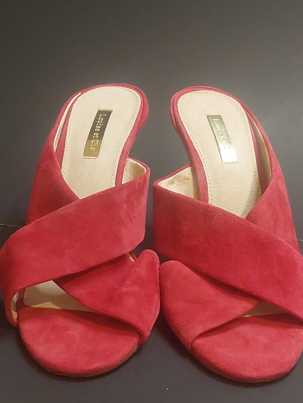 Louise et Cie Halloway II Suede Mule Heels Pink Fuchsia Slide Sandals 8.5 M